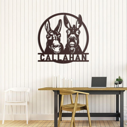 Custom Donkey Farm Metal Sign, Donkey Metal Wall Art, Donkey Family Sign, Custom Farm Name Sign, Ranch Sign, Farmhouse Decor, Farmer Gift