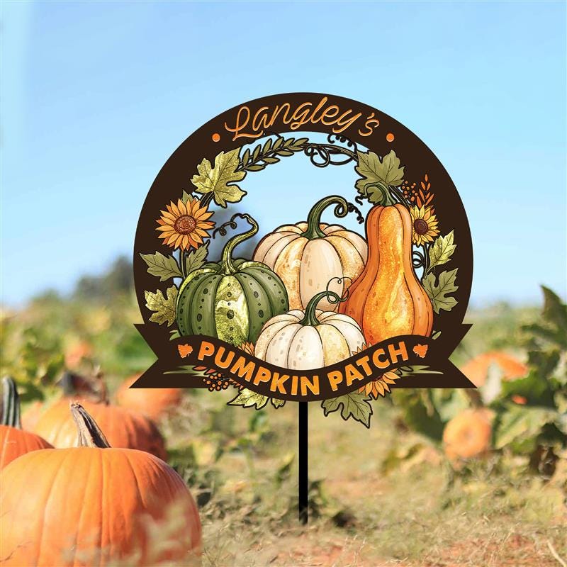 Personalized Pumpkin Patch Metal Sign, Fall Garden Decor