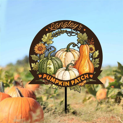 Personalized Pumpkin Patch Metal Sign, Fall Garden Decor