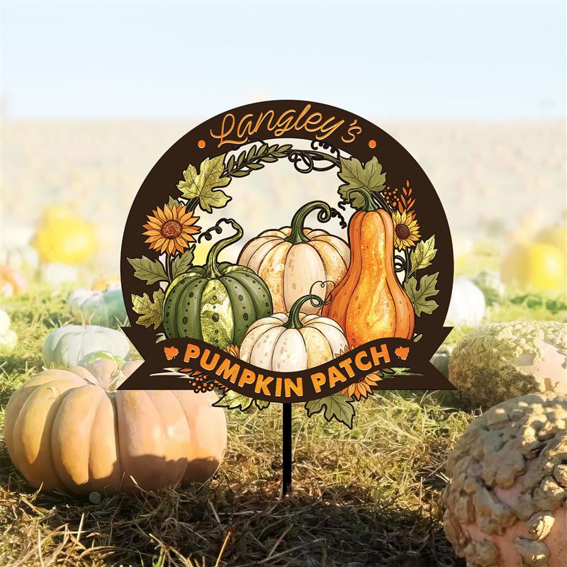 Personalized Pumpkin Patch Metal Sign, Fall Garden Decor