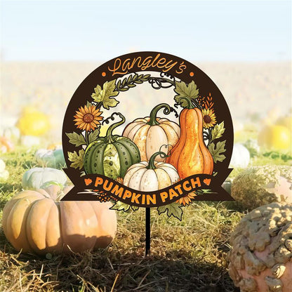 Personalized Pumpkin Patch Metal Sign, Fall Garden Decor