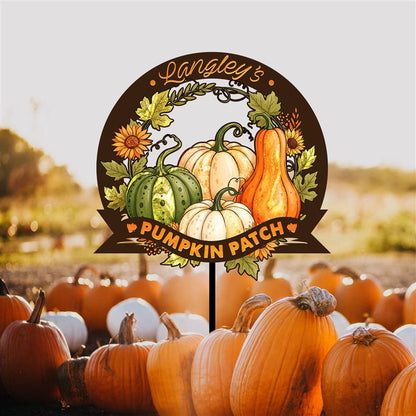 Personalized Pumpkin Patch Metal Sign, Fall Garden Decor