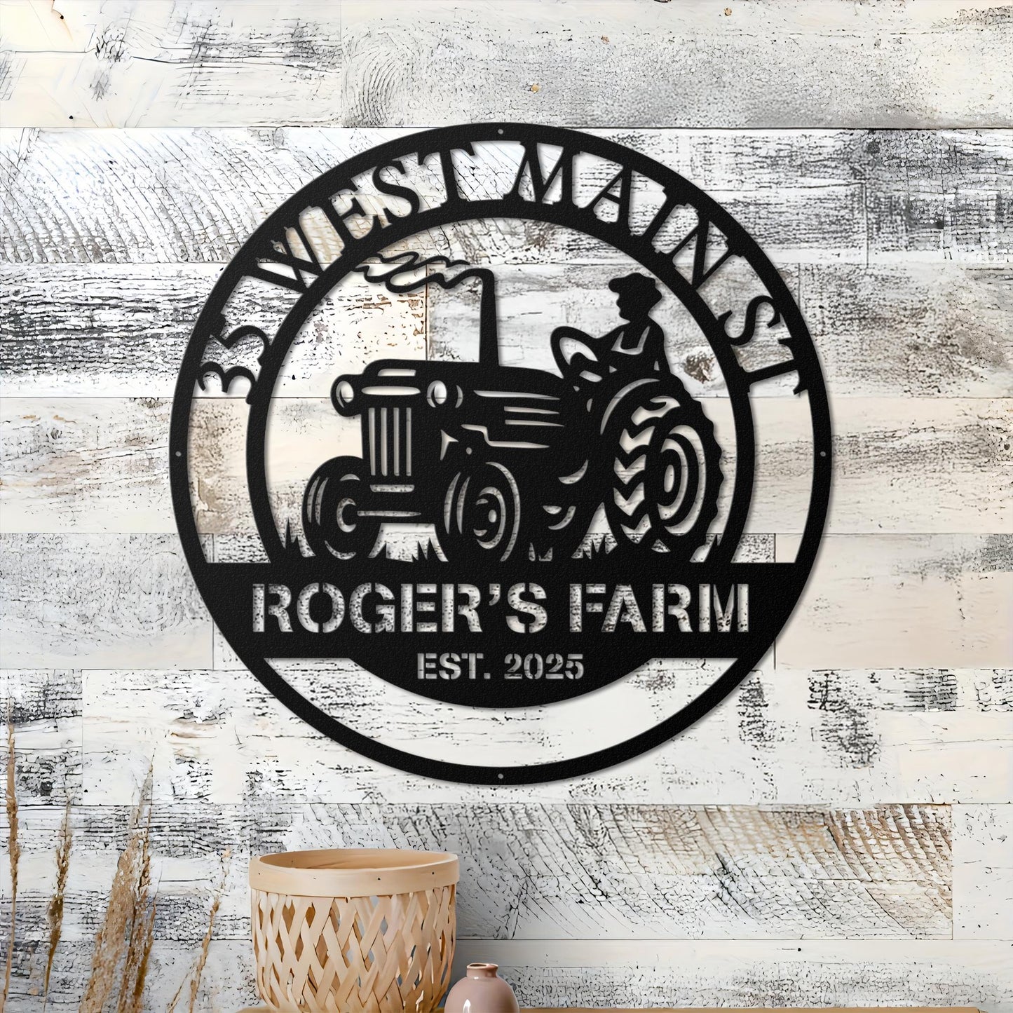 Customized Metal Tractor Sign, Personalized Metal Farm Name Sign, Farm Barn Sign, Farmer Gift, Farmhouse Tractor Decor, Farm Name Gift
