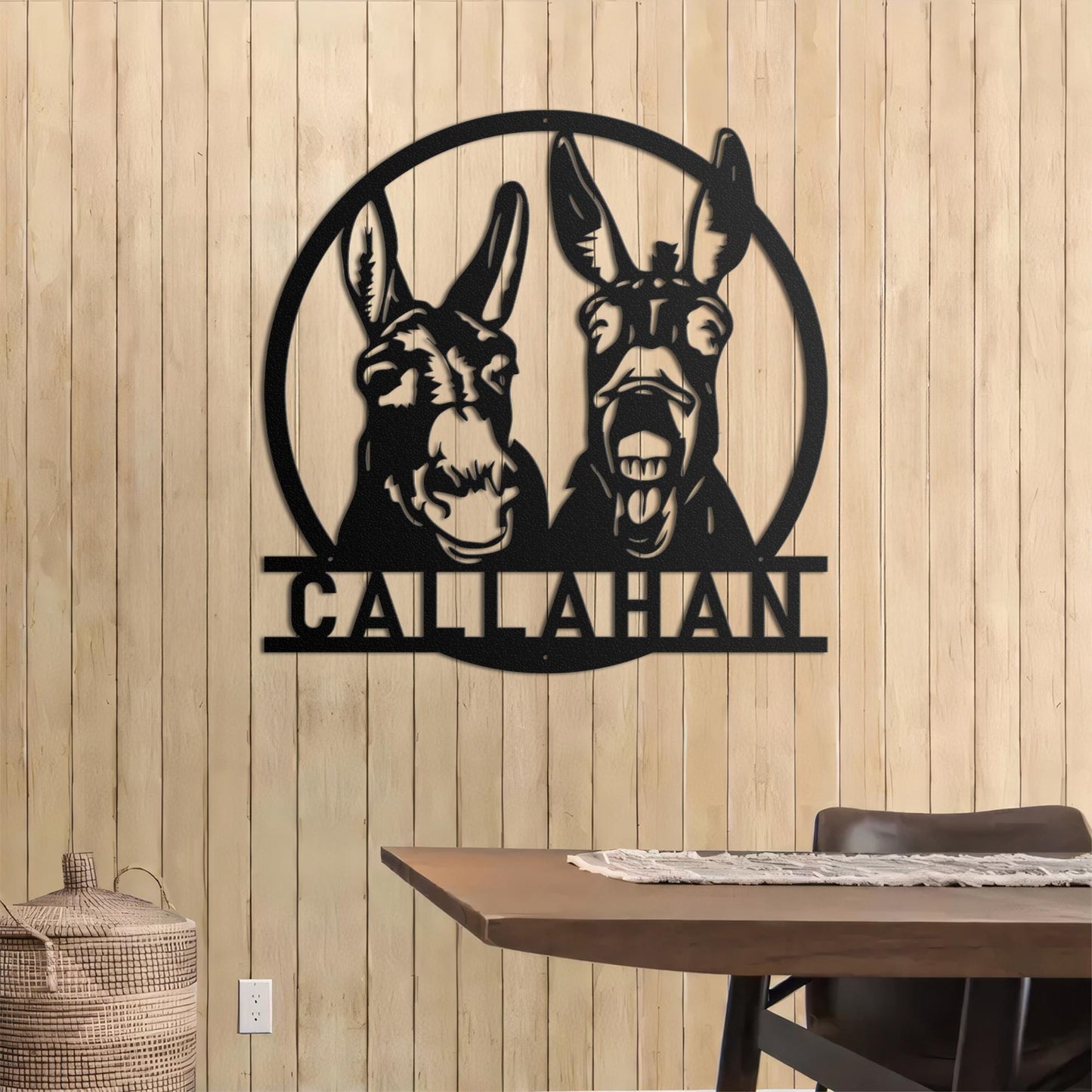 Custom Donkey Farm Metal Sign, Donkey Metal Wall Art, Donkey Family Sign, Custom Farm Name Sign, Ranch Sign, Farmhouse Decor, Farmer Gift