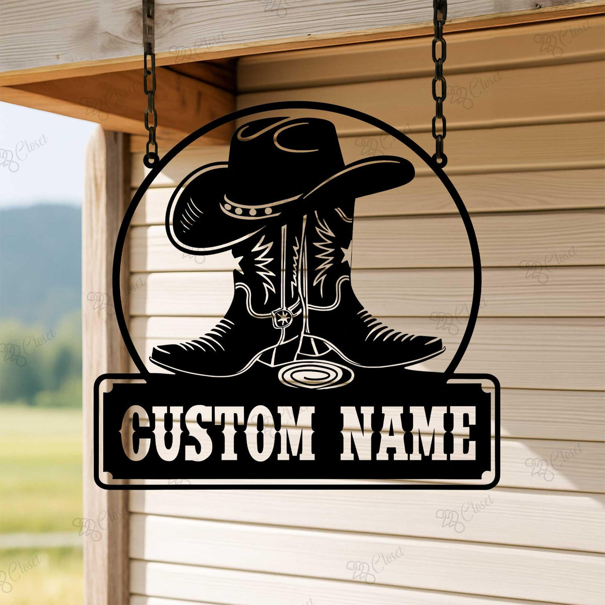Personalized Cowboy Metal Sign with LED light, Custom Cowboy Name Sign, Cowboy Boots & Hat LED Sign, Western Cowboy Sign, Western Decor