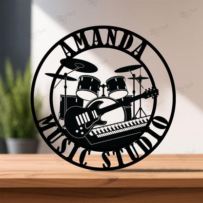 Custom Music Studio LED Sign, Musical Instrument Sign, Guitar Drums Keyboard Sign, Music Room Decor, Musician Gift, Perfect Studio Gift
