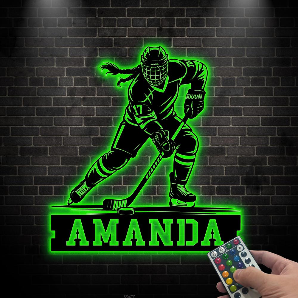 Personalized Female Hockey LED Sign, Girl Hockey Player Sign, Female Hockey Player Gift, Sports Room Decor, Athlete Gift Idea