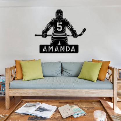 Custom Girl Hockey LED Metal Sign, Personalized Female Hockey Sign, Personalized Player Name Sign, Sports Room Decor, Gift for Daughter