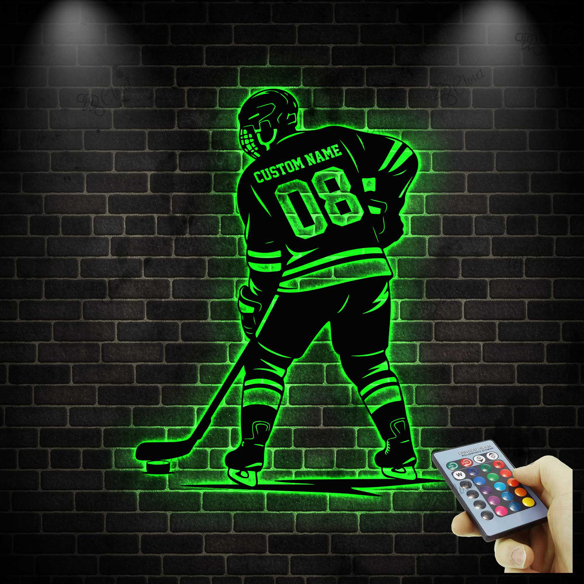 Personalized Ice Hockey Sign with LED light, Hockey Metal Sign, Custom Hockey Player Name Sign, Hockey Room Decor, Hockey Gift