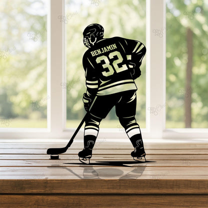 Personalized Ice Hockey Sign with LED light, Hockey Metal Sign, Custom Hockey Player Name Sign, Hockey Room Decor, Hockey Gift