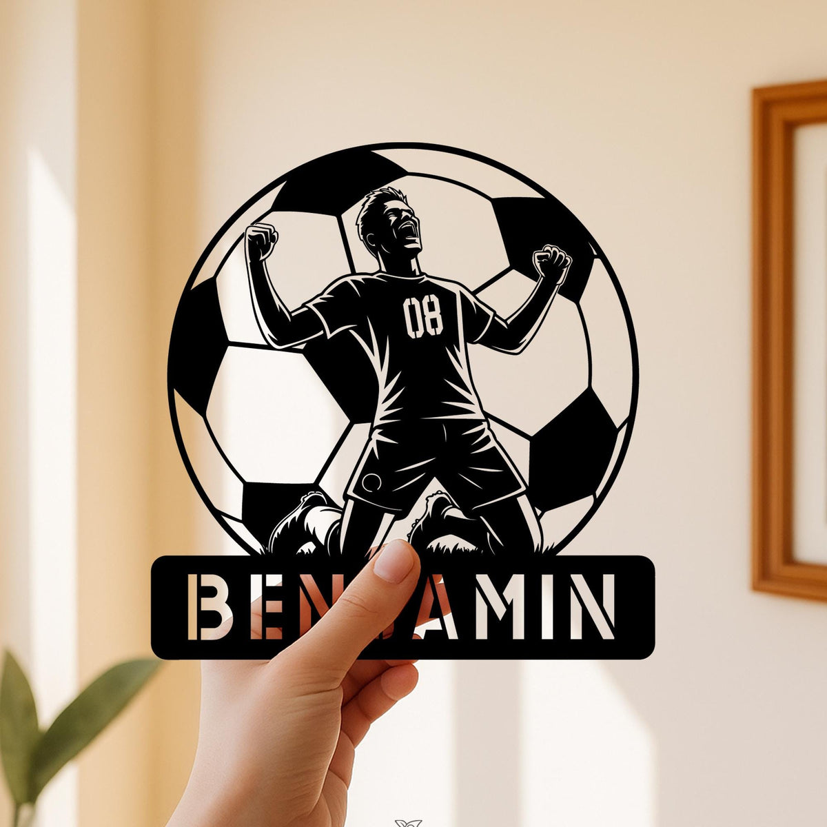 Custom Soccer Player Name Sign with LED light, Personalized Soccer Wall Art, Soccer Lovers Gift, Kids Room Decor