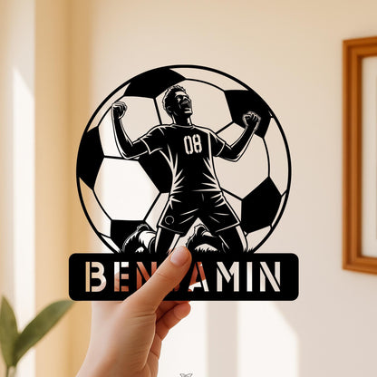 Custom Soccer Player Name Sign with LED light, Personalized Soccer Wall Art, Soccer Lovers Gift, Kids Room Decor