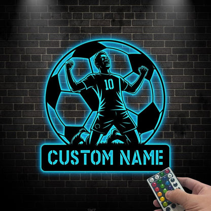 Custom Soccer Player Name Sign with LED light, Personalized Soccer Wall Art, Soccer Lovers Gift, Kids Room Decor