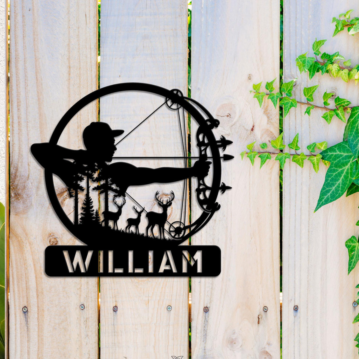 Custom Bow Hunting LED Sign, Personalized Hunting Sign, Bowhunter Metal Wall Art, Hunting Wall Sign, Hunter Name Sign, Gift for Dad