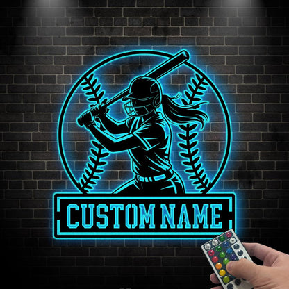 Personalized Softball Wall Art with LED light, Softball Player Sign, Softball Gift, Softball Room Decor, Gift for Daughter