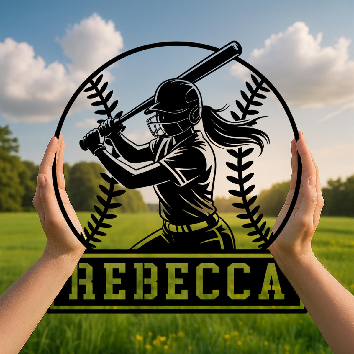 Personalized Softball Wall Art with LED light, Softball Player Sign, Softball Gift, Softball Room Decor, Gift for Daughter