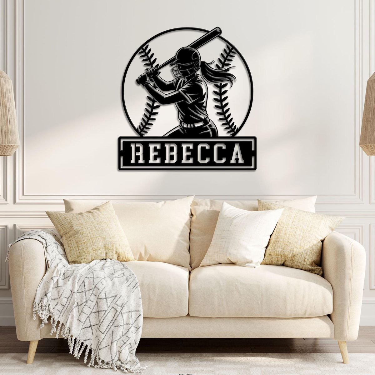 Personalized Softball Wall Art with LED light, Softball Player Sign, Softball Gift, Softball Room Decor, Gift for Daughter