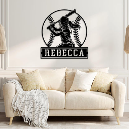 Personalized Softball Wall Art with LED light, Softball Player Sign, Softball Gift, Softball Room Decor, Gift for Daughter