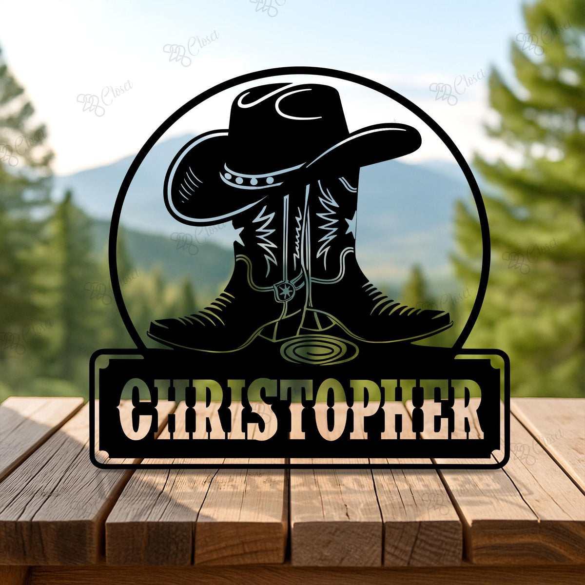 Personalized Cowboy Metal Sign with LED light, Custom Cowboy Name Sign, Cowboy Boots & Hat LED Sign, Western Cowboy Sign, Western Decor