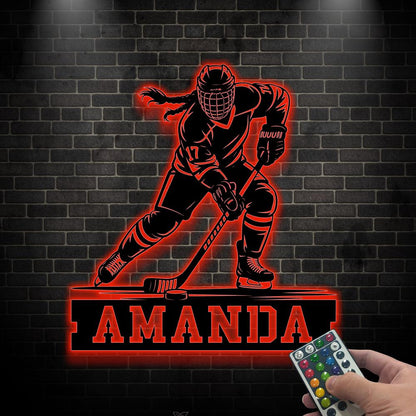 Personalized Female Hockey LED Sign, Girl Hockey Player Sign, Female Hockey Player Gift, Sports Room Decor, Athlete Gift Idea