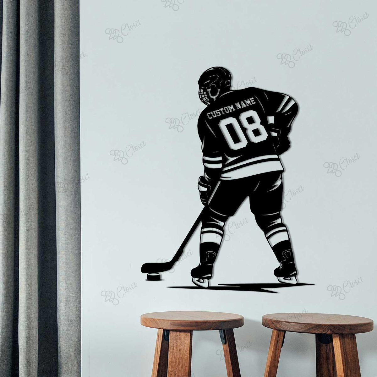 Personalized Ice Hockey Sign with LED light, Hockey Metal Sign, Custom Hockey Player Name Sign, Hockey Room Decor, Hockey Gift