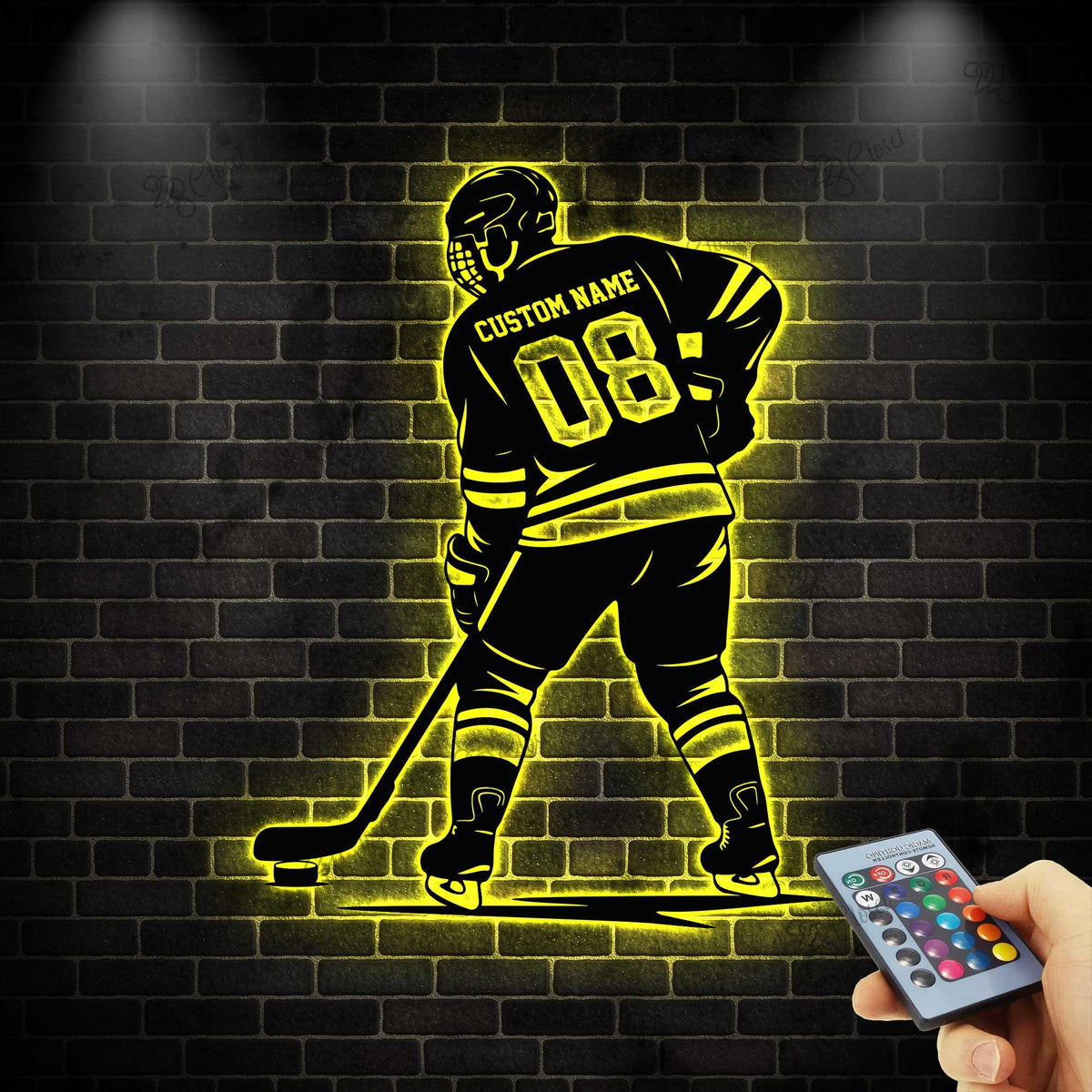 Personalized Ice Hockey Sign with LED light, Hockey Metal Sign, Custom Hockey Player Name Sign, Hockey Room Decor, Hockey Gift