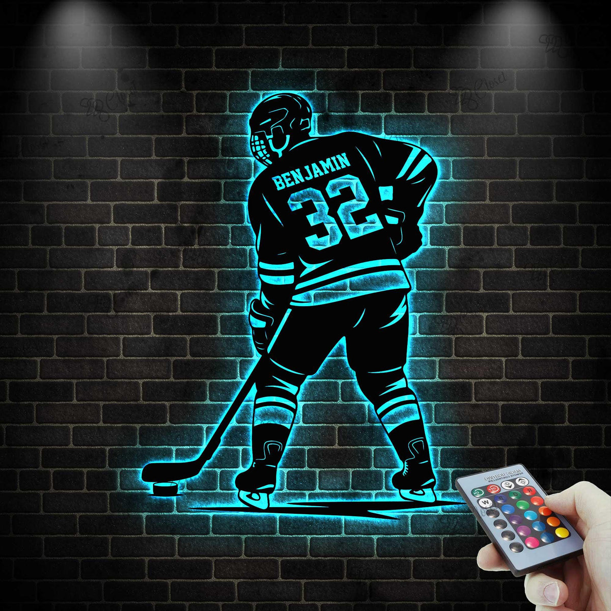 Personalized Ice Hockey Sign with LED light, Hockey Metal Sign, Custom Hockey Player Name Sign, Hockey Room Decor, Hockey Gift