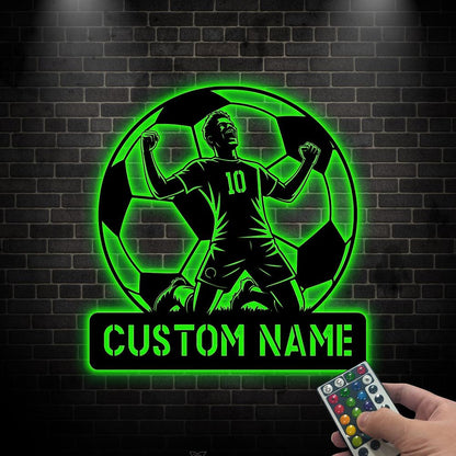 Custom Soccer Player Name Sign with LED light, Personalized Soccer Wall Art, Soccer Lovers Gift, Kids Room Decor