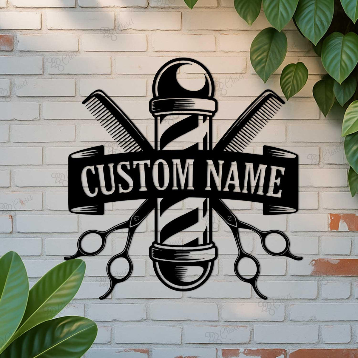Custom Barber Shop Metal Sign with LED light, Barber Shop Name Sign, Hair Salon Wall Art, Barbershop Decor, Hairstylist Gift