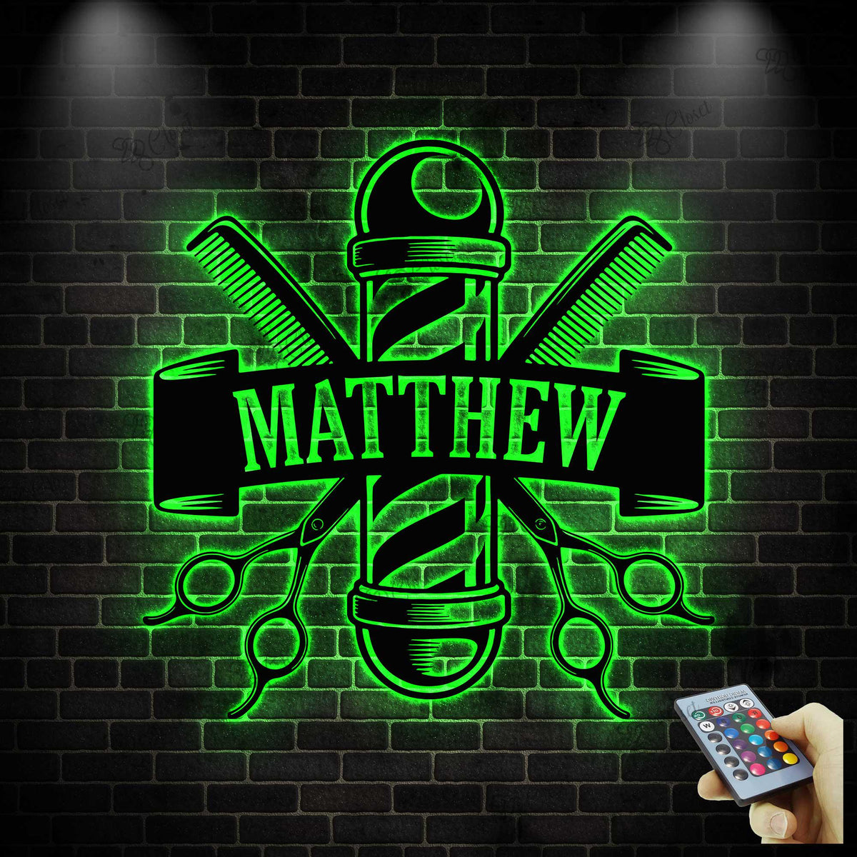 Custom Barber Shop Metal Sign with LED light, Barber Shop Name Sign, Hair Salon Wall Art, Barbershop Decor, Hairstylist Gift
