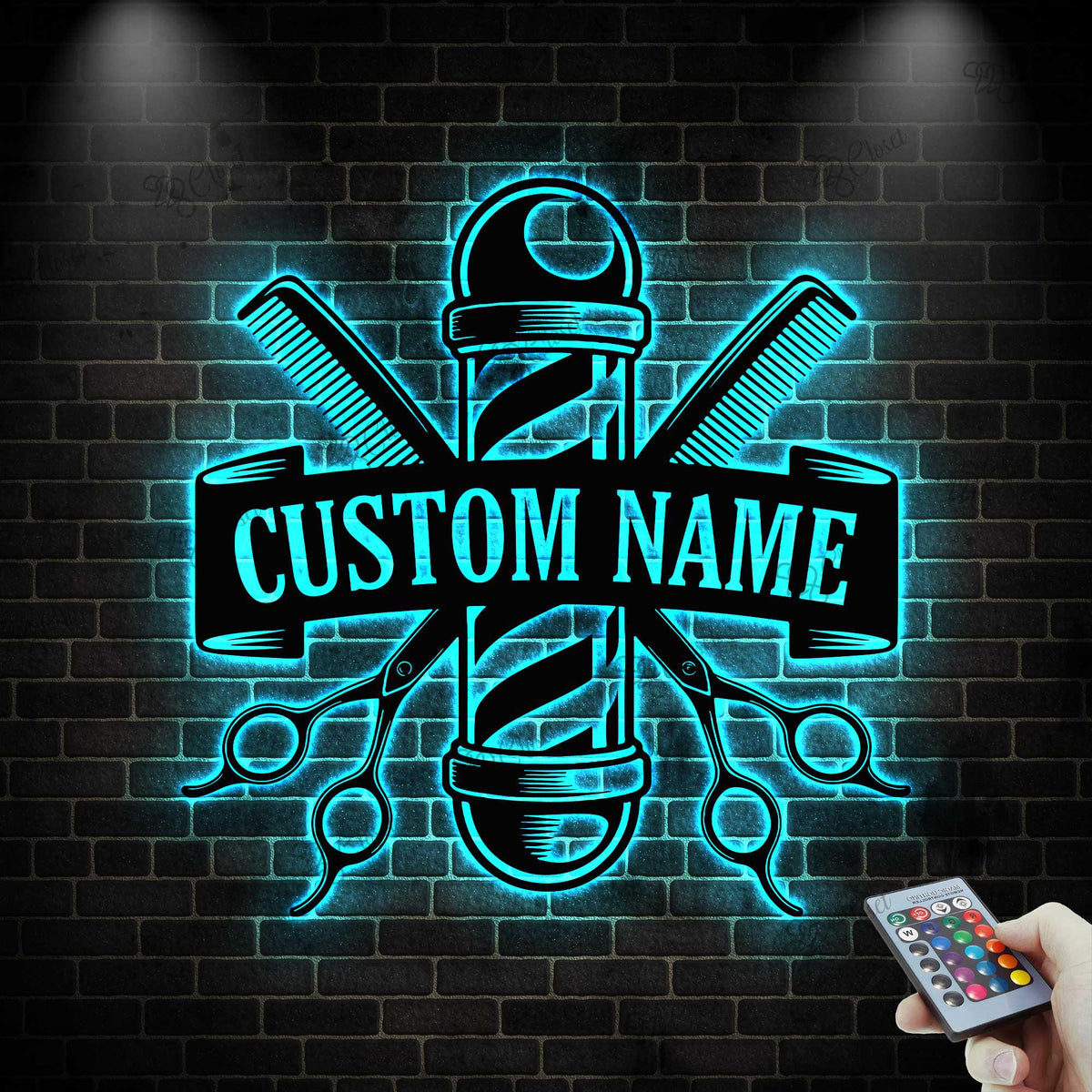 Custom Barber Shop Metal Sign with LED light, Barber Shop Name Sign, Hair Salon Wall Art, Barbershop Decor, Hairstylist Gift