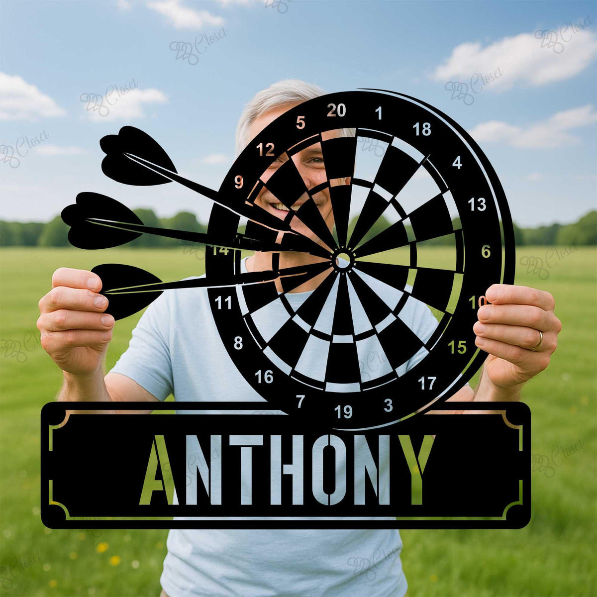 Personalized Darts Metal Sign with LED Lights, Dartboard Wall Art, Game Room Decor, Dart Lovers Gift, Bar, Garage or Man Cave Decor