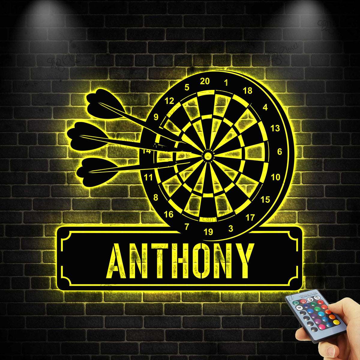 Personalized Darts Metal Sign with LED Lights, Dartboard Wall Art, Game Room Decor, Dart Lovers Gift, Bar, Garage or Man Cave Decor