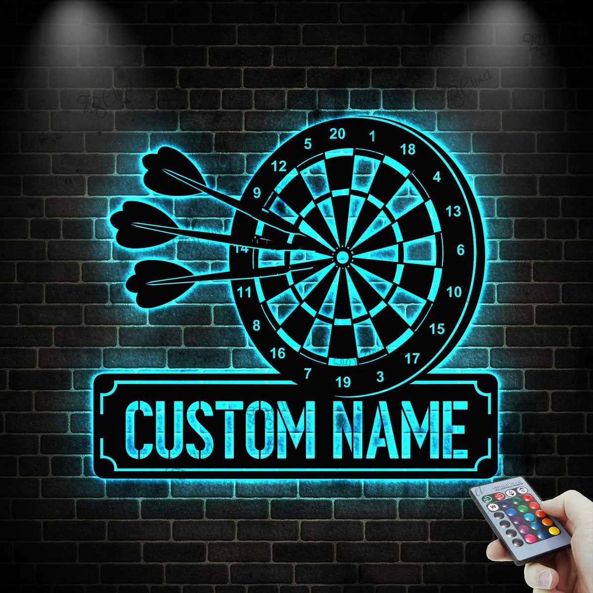 Personalized Darts Metal Sign with LED Lights, Dartboard Wall Art, Game Room Decor, Dart Lovers Gift, Bar, Garage or Man Cave Decor