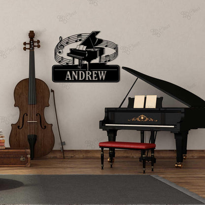 Personalized Piano Wall Art With LED light, Piano Metal Sign, Piano Lovers & Players Gift, Music Wall Sign, Music Room Decor