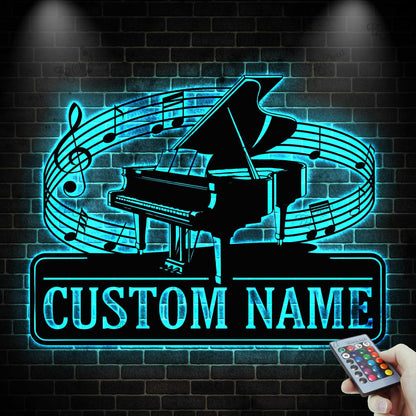 Personalized Piano Wall Art With LED light, Piano Metal Sign, Piano Lovers & Players Gift, Music Wall Sign, Music Room Decor