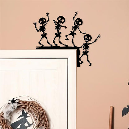 Dancing Skeleton Metal Door Corner Sign, Halloween Decor