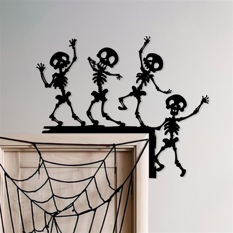 Dancing Skeleton Metal Door Corner Sign, Halloween Decor