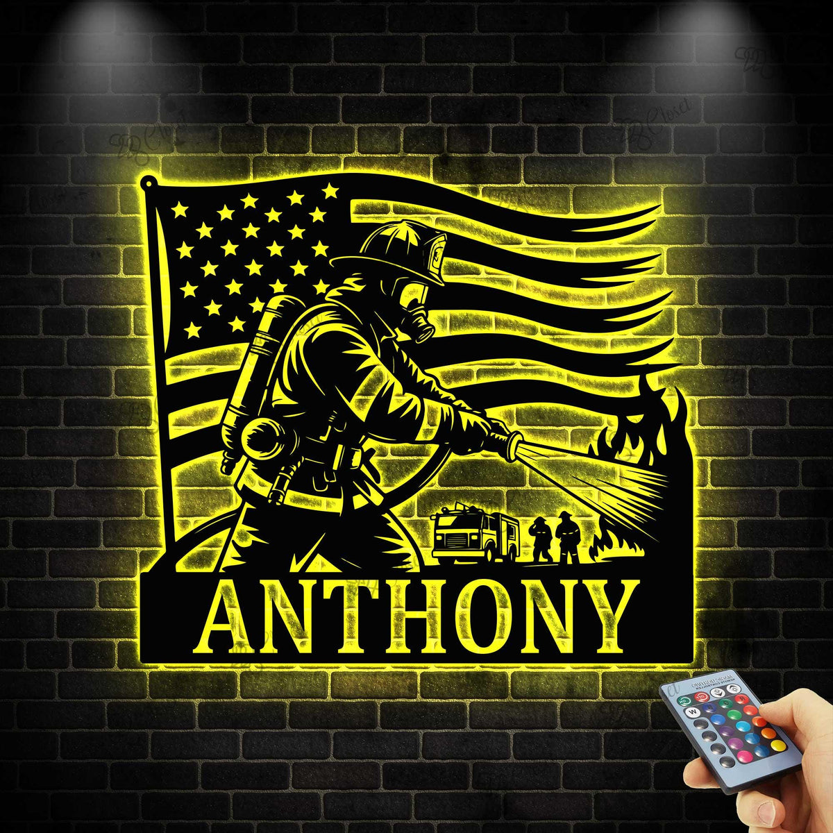Custom Firefighter LED Sign,Fireman LED Wall Sign,Firefighter Wall Decor,Fireman Gift,Fireman Decor,Firefighter Name Sign, Fire Wall Art
