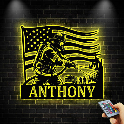 Custom Firefighter LED Sign,Fireman LED Wall Sign,Firefighter Wall Decor,Fireman Gift,Fireman Decor,Firefighter Name Sign, Fire Wall Art