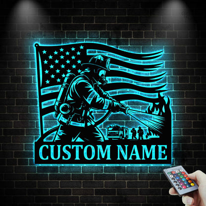 Custom Firefighter LED Sign,Fireman LED Wall Sign,Firefighter Wall Decor,Fireman Gift,Fireman Decor,Firefighter Name Sign, Fire Wall Art