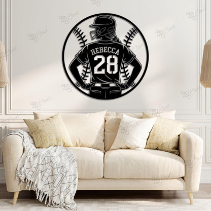 Custom Softball Girl Player Sign with LED, Softball Name Sign, Softball Metal Sign, Baseball Room Decor, Gift for Her, Softball Gift