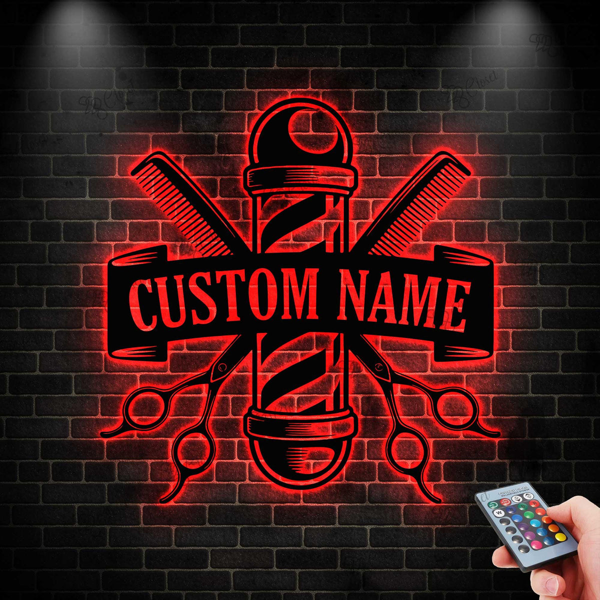 Custom Barber Shop Metal Sign with LED light, Barber Shop Name Sign, Hair Salon Wall Art, Barbershop Decor, Hairstylist Gift