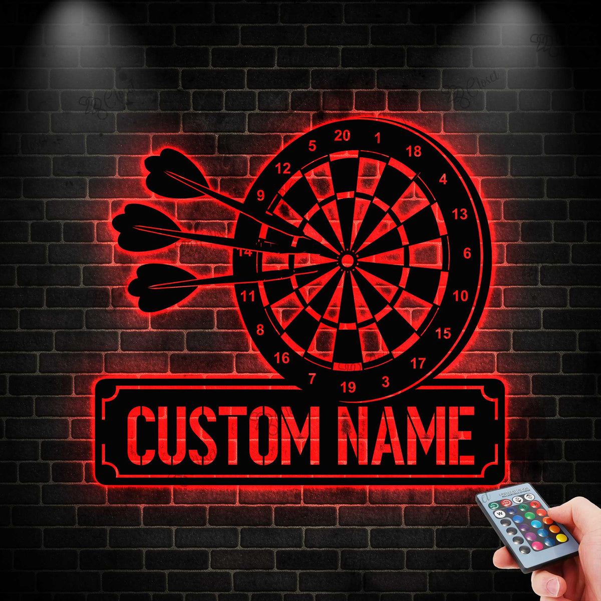 Personalized Darts Metal Sign with LED Lights, Dartboard Wall Art, Game Room Decor, Dart Lovers Gift, Bar, Garage or Man Cave Decor