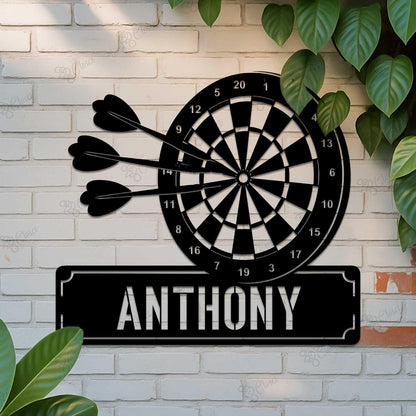 Personalized Darts Metal Sign with LED Lights, Dartboard Wall Art, Game Room Decor, Dart Lovers Gift, Bar, Garage or Man Cave Decor