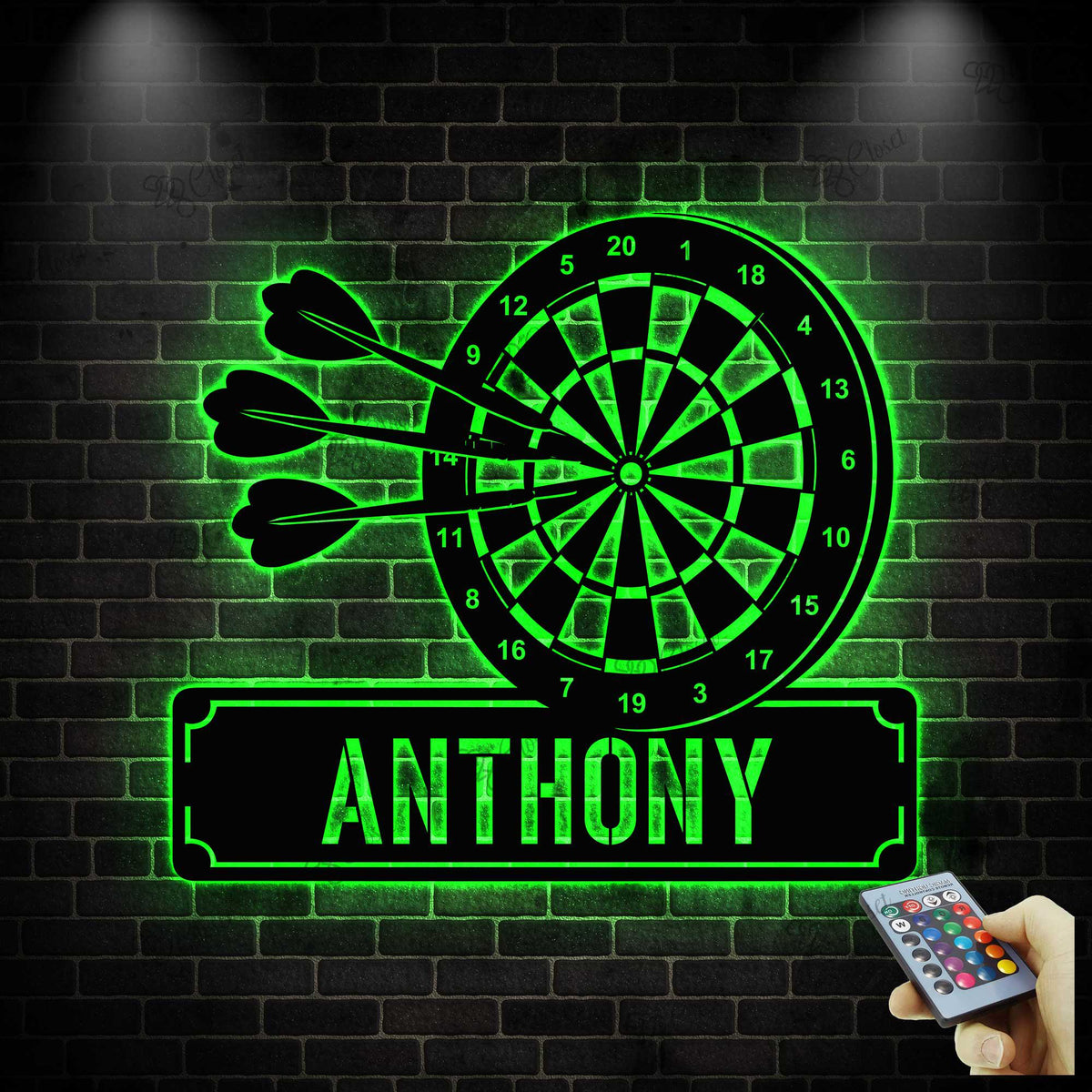 Personalized Darts Metal Sign with LED Lights, Dartboard Wall Art, Game Room Decor, Dart Lovers Gift, Bar, Garage or Man Cave Decor