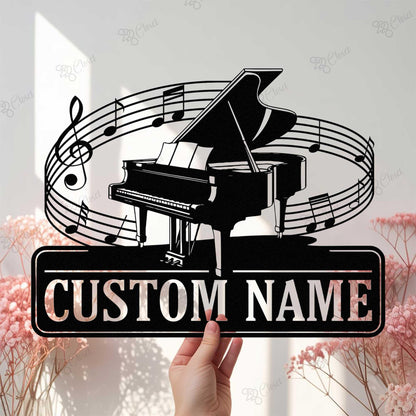 Personalized Piano Wall Art With LED light, Piano Metal Sign, Piano Lovers & Players Gift, Music Wall Sign, Music Room Decor