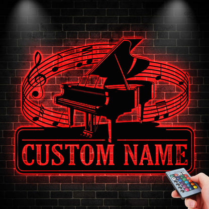 Personalized Piano Wall Art With LED light, Piano Metal Sign, Piano Lovers & Players Gift, Music Wall Sign, Music Room Decor
