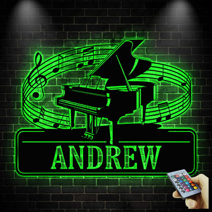Personalized Piano Wall Art With LED light, Piano Metal Sign, Piano Lovers & Players Gift, Music Wall Sign, Music Room Decor