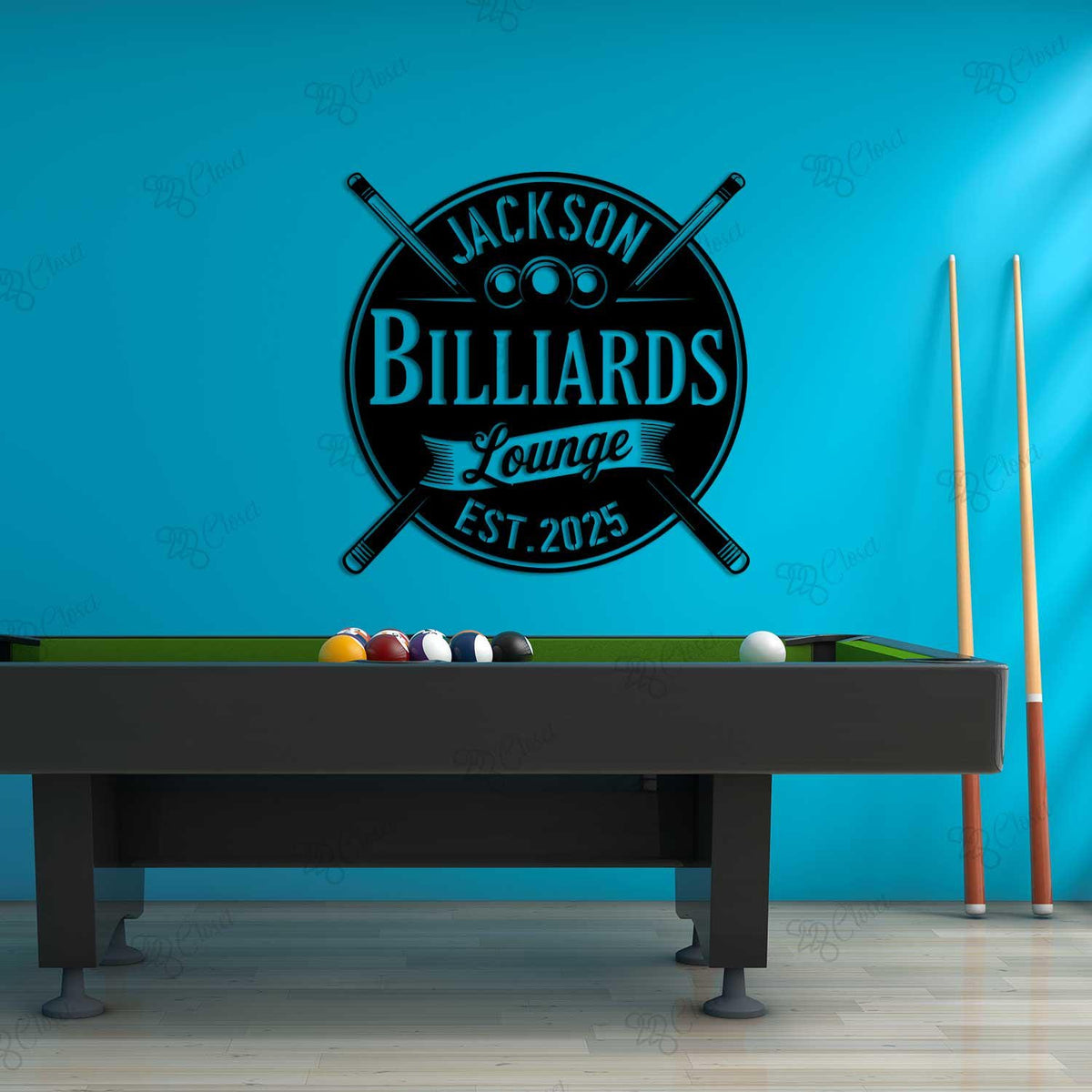 Custom Billiards Metal Sign with LED light, Billiards Lounge Wall Sign, Pool Room Decor, Billiard Room Sign, Game Room Decor, Man Cave Sign